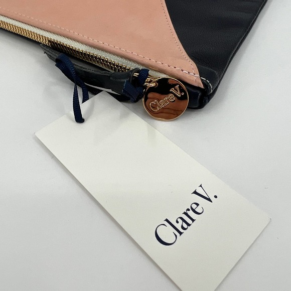 CLARE V ANTHROPOLOGIE Angular Pouch Clutch Leather Colorblock NWT - Picture 5 of 10